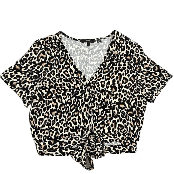 Vero Moda Leopard Cropped Tie Shirt- Medium - Picture 1 of 3